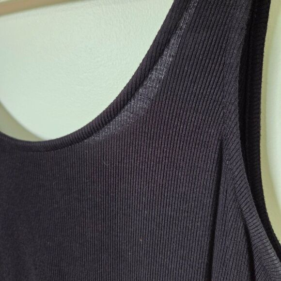 EUC OLD NAVY RIBBED SCOOP NECK BODYCON BLACK MIDI TANK DRESS SIZE SMALL - Picture 6 of 13
